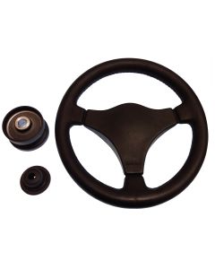 Black wheel, made of aluminum and plastic